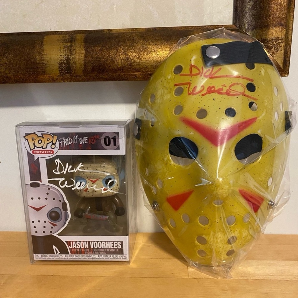 Dick Wieand autographed Jason Mask and Funko Pop he played Jason in part 5